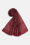 Buy_Shingora_Maroon Dobby Striped Flora Pattern Woolen Shawl _Online_at_Aza_Fashions