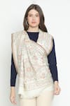 Shop_SHINGORA_Off White Woven Jacquard Persian Bloom Pattern Woolen Shawl _at_Aza_Fashions