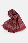 Buy_Shingora_Maroon Woven Jacquard French Blossom Pattern Woolen Shawl_Online_at_Aza_Fashions