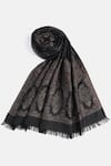 Buy_SHINGORA_Black Jacquard Floral Pattern Shawl _Online_at_Aza_Fashions