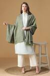 Buy_Shingora_Green Jacquard Floral Mughal Pattern Shawl _at_Aza_Fashions