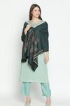 SHINGORA_Green Floral Pattern Jacquard Woven Shawl _Online_at_Aza_Fashions