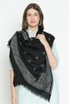 Shop_SHINGORA_Black Floral Pattern Shawl _at_Aza_Fashions