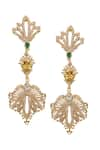 Shop_Opalina Soulful Jewellery_White Emeralds Natures Embrace Embellished Earrings _at_Aza_Fashions