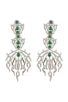 Buy_Opalina Soulful Jewellery_White Crystals Modern Muse Carved Embellished Earrings _at_Aza_Fashions