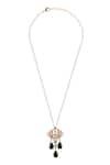 Shop_Opalina Soulful Jewellery_White Crystal Celestial Floral Carved Pendant Necklace _at_Aza_Fashions