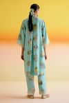 Shop_Amisha Kothari_Blue Silk Printed Floral Tie-up Kusum Kurta With Pant _at_Aza_Fashions