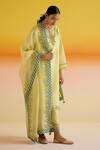 Buy_Amisha Kothari_Green Chanderi Silk Embroidered Dori Round Neck Aria Flora Kurta Pant Set _at_Aza_Fashions