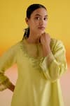 Buy_Amisha Kothari_Green Chanderi Silk Embroidered Dori Round Neck Aria Flora Kurta Pant Set _Online_at_Aza_Fashions