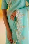 Shop_Amisha Kothari_Blue Silk Embroidery Floral Samara Dori Saree With Unstitched Blouse Piece _Online_at_Aza_Fashions