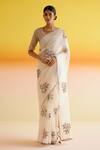 Buy_Amisha Kothari_Ivory Silk Pushpamala Resham Embroidered Saree With Unstitched Blouse Piece _at_Aza_Fashions