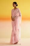 Buy_Amisha Kothari_Pink Silk Pushpamala Sequin Embroidered Saree With Unstitched Blouse Piece _at_Aza_Fashions