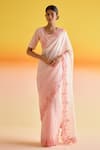 Buy_Amisha Kothari_Pink Silk Embroidery Floral Samaira Beads Saree With Unstitched Blouse Piece _at_Aza_Fashions