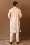 Shop_MATI_Off White Cotton Hand Woven Metallic Stripe Kurta With Pant _at_Aza_Fashions