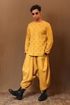 Buy_MATI_Yellow Cotton Handwoven Baggy Pant _at_Aza_Fashions