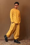 Shop_MATI_Yellow Cotton Handwoven Baggy Pant _Online_at_Aza_Fashions