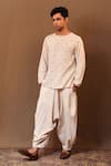 Buy_MATI_Off White Cotton Handwoven Baggy Pant _at_Aza_Fashions