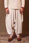 MATI_Off White Cotton Handwoven Baggy Pant _Online_at_Aza_Fashions