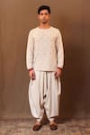 Buy_MATI_Off White Cotton Handwoven Baggy Pant _Online_at_Aza_Fashions