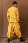 Shop_MATI_Yellow Cotton Embroidery Spade Short Kurta With Baggy Pant _at_Aza_Fashions