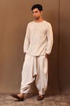 Buy_MATI_Off White Cotton Embroidery Heart Short Kurta With Baggy Pant _at_Aza_Fashions