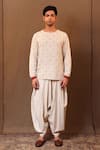 Buy_MATI_Off White Cotton Embroidery Heart Short Kurta With Baggy Pant _Online_at_Aza_Fashions