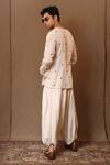 Shop_MATI_Off White Cotton Embroidery Club Handwoven Overlap Shirt With Baggy Pant _at_Aza_Fashions