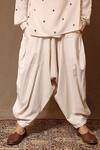 MATI_Off White Cotton Embroidery Club Handwoven Overlap Shirt With Baggy Pant _Online_at_Aza_Fashions