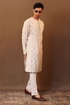 Shop_MATI_Off White Cotton Embroidery Spade Handwoven Kurta _at_Aza_Fashions