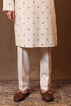 MATI_Off White Cotton Embroidery Spade Handwoven Kurta _Online_at_Aza_Fashions