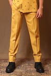 Buy_MATI_Yellow Cotton Handwoven Straight Pant _Online_at_Aza_Fashions