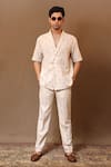 Buy_MATI_Off White Cotton Handwoven Solid Straight Pant _at_Aza_Fashions