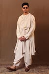 Buy_MATI_Off White Cotton Hand Woven Spade Embroidered Short Kurta Jacket Set _Online_at_Aza_Fashions