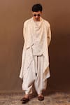 MATI_Off White Cotton Hand Woven Spade Embroidered Jacket _at_Aza_Fashions