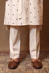 MATI_Off White Cotton Hand Woven Zari Embroidered Kurta With Solid Pant _Online_at_Aza_Fashions