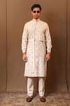 Buy_MATI_Off White Cotton Hand Woven Zari Embroidered Kurta _at_Aza_Fashions