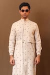 MATI_Off White Cotton Hand Woven Zari Embroidered Kurta _Online_at_Aza_Fashions