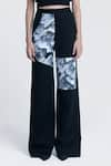 Pocketful Of Cherrie_Black Ponte Printed Newspaper Sumi Gazette Trouser _Online_at_Aza_Fashions