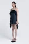 Buy_Pocketful Of Cherrie_Black Crinkled Lurex Solid Square Midnight Sheen Spaghetti Strap Dress _Online_at_Aza_Fashions