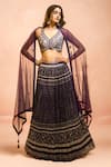 Buy_Alaya Advani_Purple Blouse Raw Silk Printed Floral Work V Neck Jaal Pleated Lehenga Set _at_Aza_Fashions