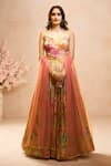 Buy_Alaya Advani_Multi Color Blouse And Lehenga Tissue Printed Floral Glass Neck Tropical Set _at_Aza_Fashions