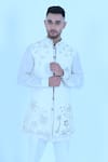 Buy_Zardozi Zari_White , Satin Zari, Embroidery Bird Long Bundi And Kurta Set _Online_at_Aza_Fashions