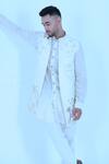Buy_Zardozi Zari_White , Satin Zari, Embroidery Bird Long Bundi And Kurta Set 