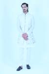 Zardozi Zari_Ivory Silk Patchwork, Embroidery Bundi Set _Online_at_Aza_Fashions