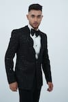 Buy_Zardozi Zari_Black Japanese Suiting Fabric Hand Embroidered Zardosi And Sequin Tuxedo Set 