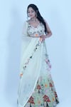 Buy_Zardozi Zari_Green Raw Silk Embroidery Zardozi Sweetheart Neck Ocean Life Ombre Lehenga Set _Online_at_Aza_Fashions