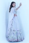 Shop_Zardozi Zari_Blue Raw Silk Embroidery Zardozi Scoop Neck Gul Lehenga Set _at_Aza_Fashions