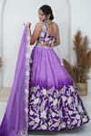 Shop_Zardozi Zari_Purple Raw Silk Embroidery Zardozi V Neck Peony Bloom Ombre Lehenga Set _at_Aza_Fashions