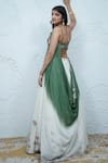 Shop_Zardozi Zari_Green Raw Silk Embroidery Zardozi Sweetheart Neck Tulip Bloom Lehenga Set _at_Aza_Fashions