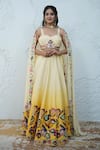 Buy_Zardozi Zari_Yellow Raw Silk Embroidery Zardozi Sweetheart Carnival Fleur Ombre Lehenga Set _at_Aza_Fashions